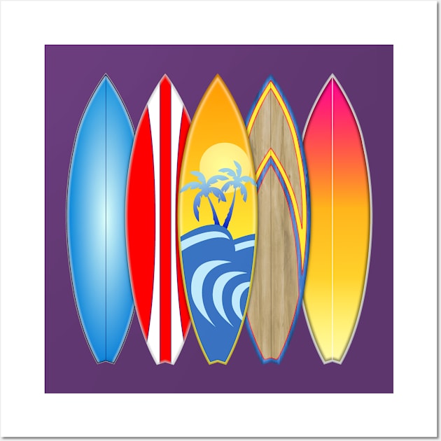 Retro Surfboards Beach Wall Art by macdonaldcreativestudios